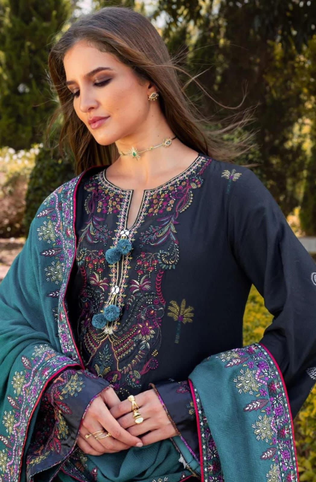 aneela’s 3 piece unstitched lawn suit with heavy embroidery & monark dupatta aneela’s 3 piece unstitched lawn suit with heavy embroidery & monark dupatta